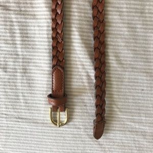 Skinny faux leather braided belt